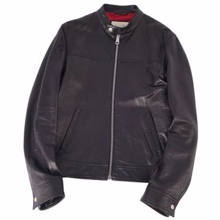 GUCCI ブラックレザー シングルライダースジャケット