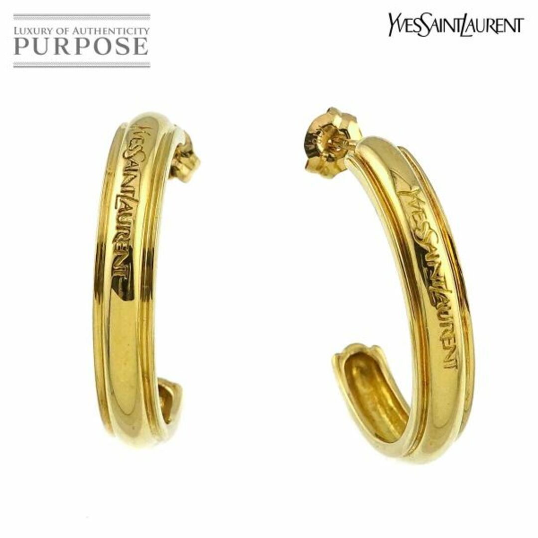 イブサンローラン Yves Saint Laurent フープ ピアス K18 YG イエロー