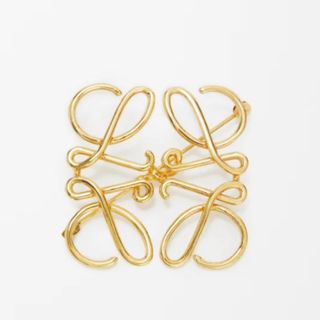 1度使用】LOEWE ゴールド リボンブローチ