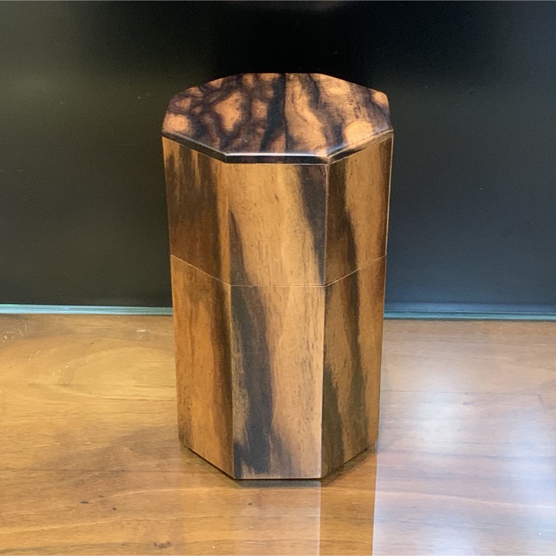 伝統工芸品 黒柿茶筒 無垢 総黒柿