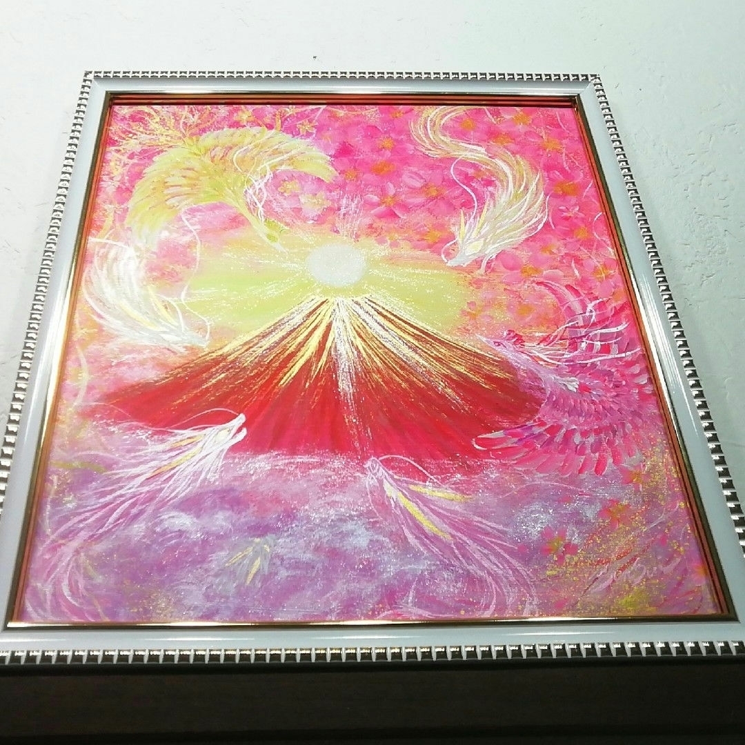 風水開運絵画＊桜清富士～訪れる幸せ～龍と鳳凰 吉兆スピード力 春桜
