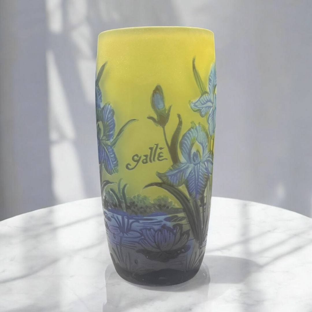 証明書付】希少エミールガレ 鉢 高さ20cm 幅9cm カメオ彫り 花器 証明