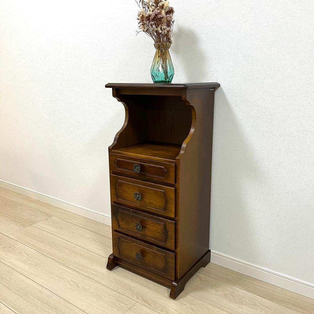 美品】カリモク コロニアル サイドテーブル キャビネット 電話台