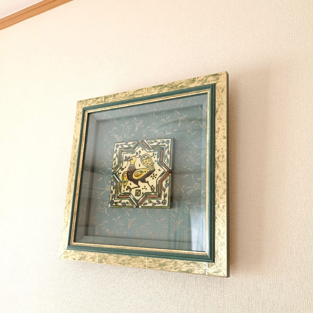 美品 幸兵衛窯 美濃焼 色絵陶額「遊鳥」化粧箱入 KOBEIGAMA 日本 職人