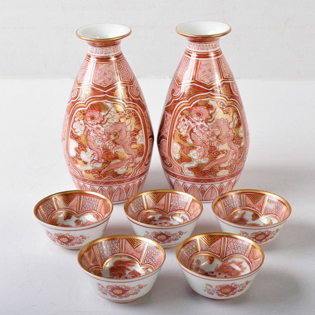 九谷焼 民山 赤絵 徳利 華の図 1客 九谷焼 民山 赤絵 徳利 華の図 1客