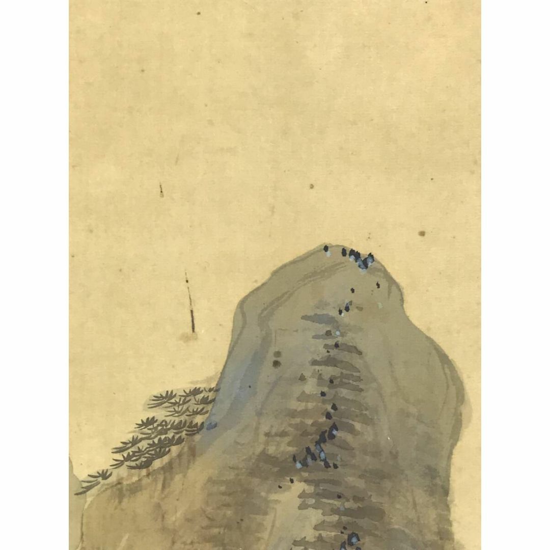 真作/山田秋坪/山水図/山屋訪友/山水人物図/掛軸☆宝船☆