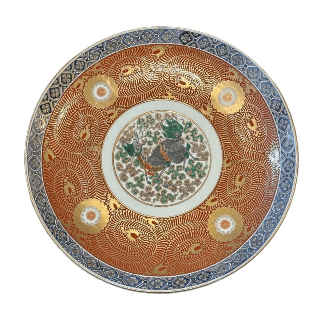 骨董品 骨董品 古伊万里焼 江戸幕府 龍 大皿 55cm 美術品 陶器