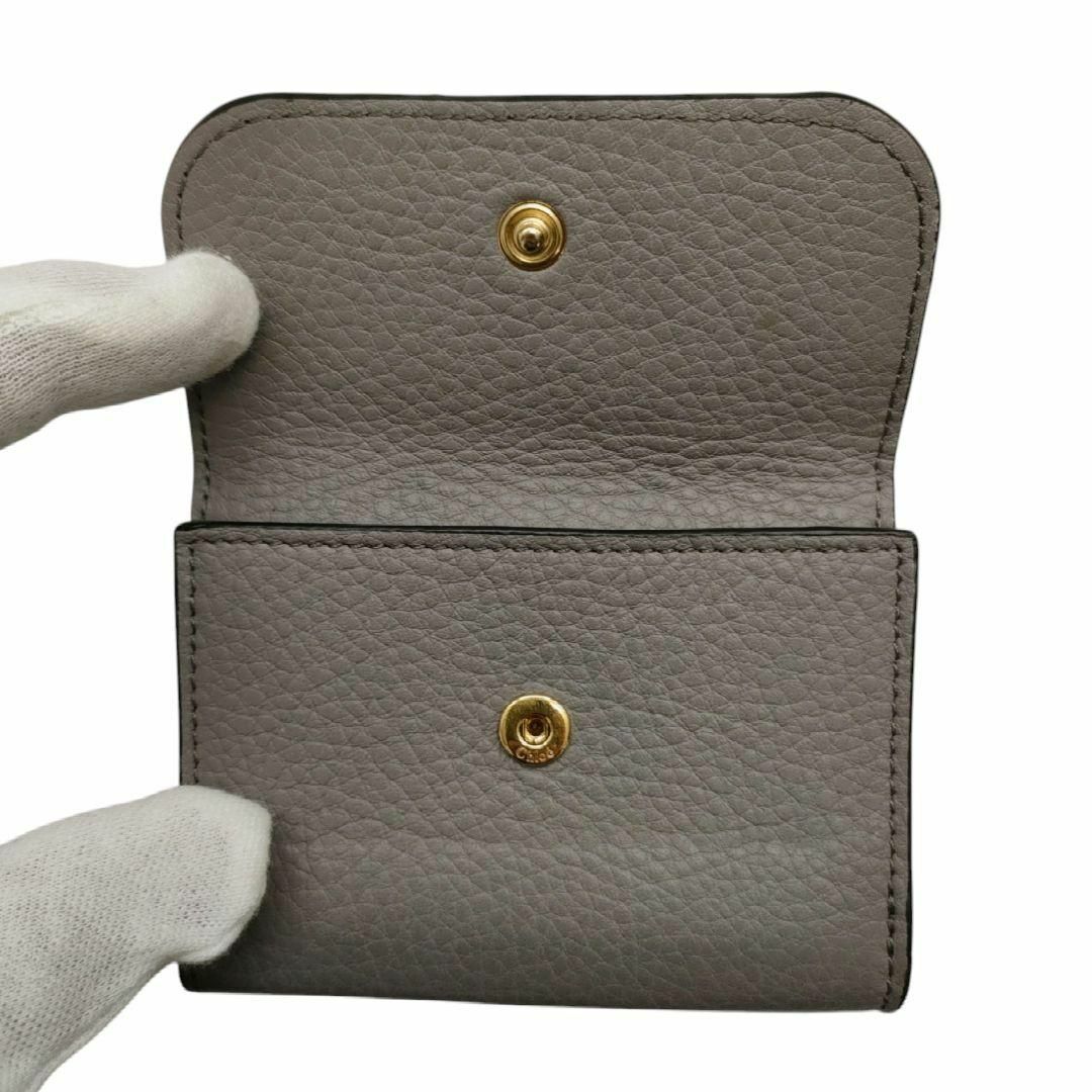 クロエ 三つ折り財布 ミニトリフォールドウォレット アルファベット グレー