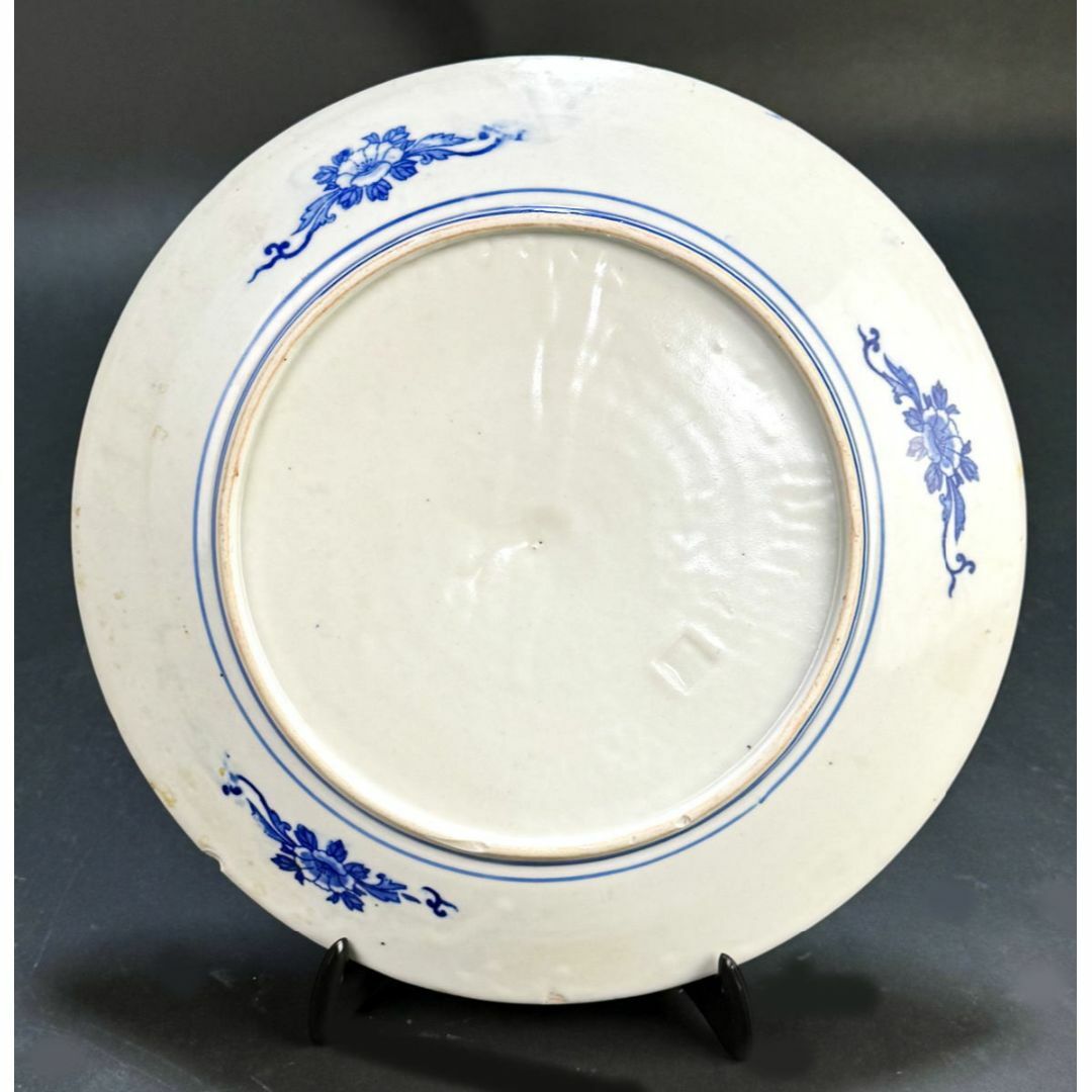 江戸時代 古伊万里 古染付上村印判松竹梅文大皿 約直径30.5cmWWTT167