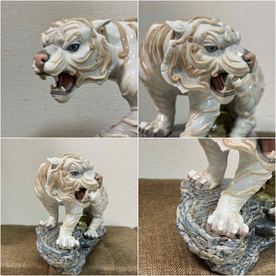 リヤドロ ホワイトタイガー 陶器 置物 リヤドロ ホワイトタイガー 陶器