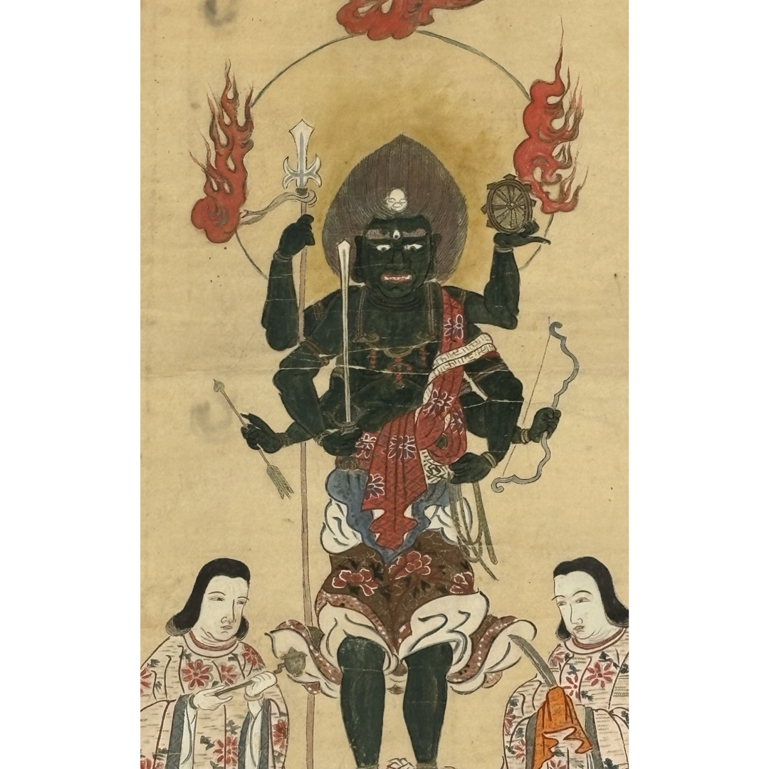 大型彩色木版画 青面金剛像」木版刷 1枚|和本古典籍江戸時代仏教美術