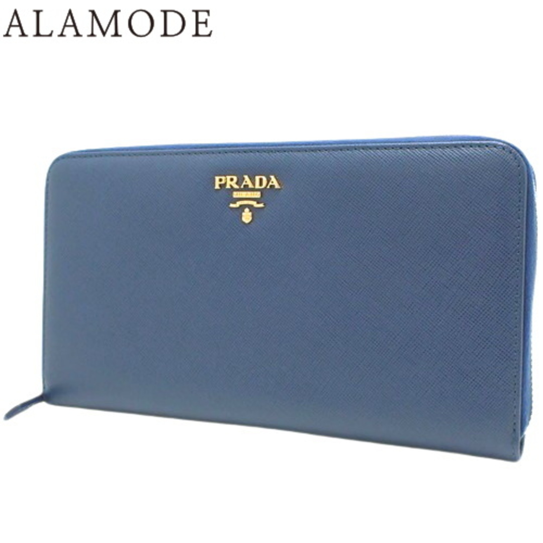 APV18 プラダ サフィアーノメタル L字ファスナー財布 ゴールド金具