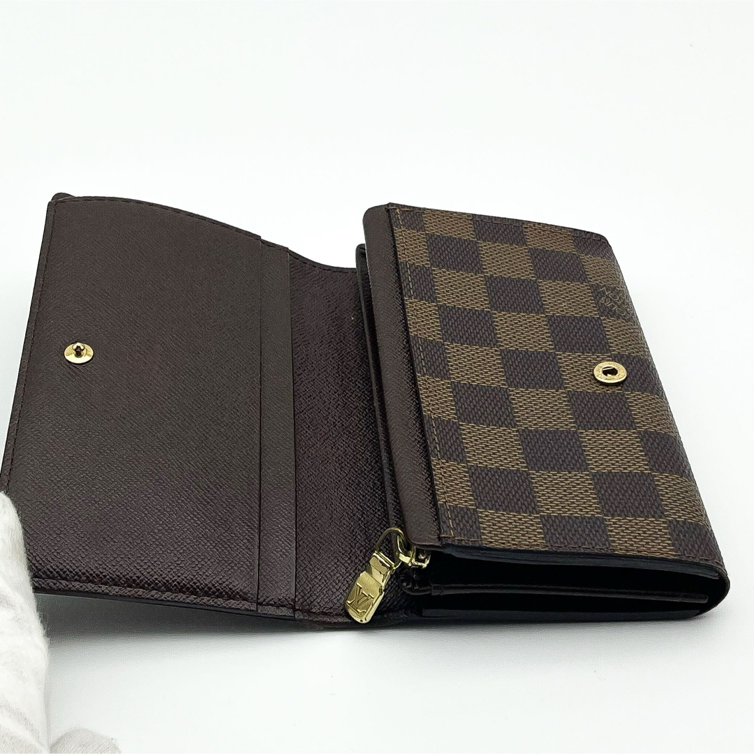 LOUIS VUITTON最高級美品 ダミエエベヌポルトフォイユトレゾールL字