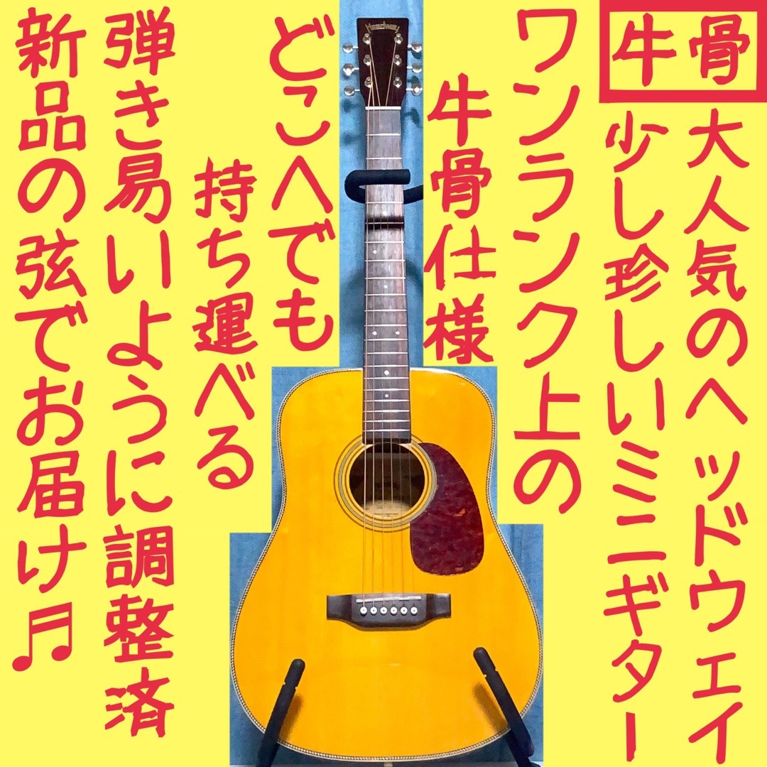 牛骨】HEADWAY☆ヘッドウェイ！ミニギター【弾き易く調整☆新品の弦】 牛