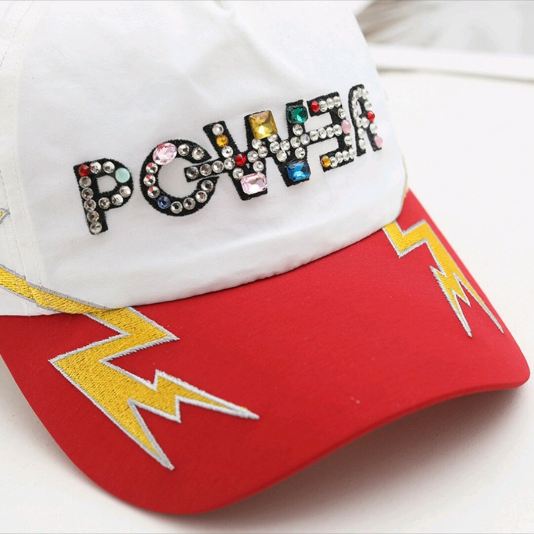 PEACEMINUSONE - ⚡️G-DRAGON POWER キャップ /赤白×稲妻⚡️ビジュー