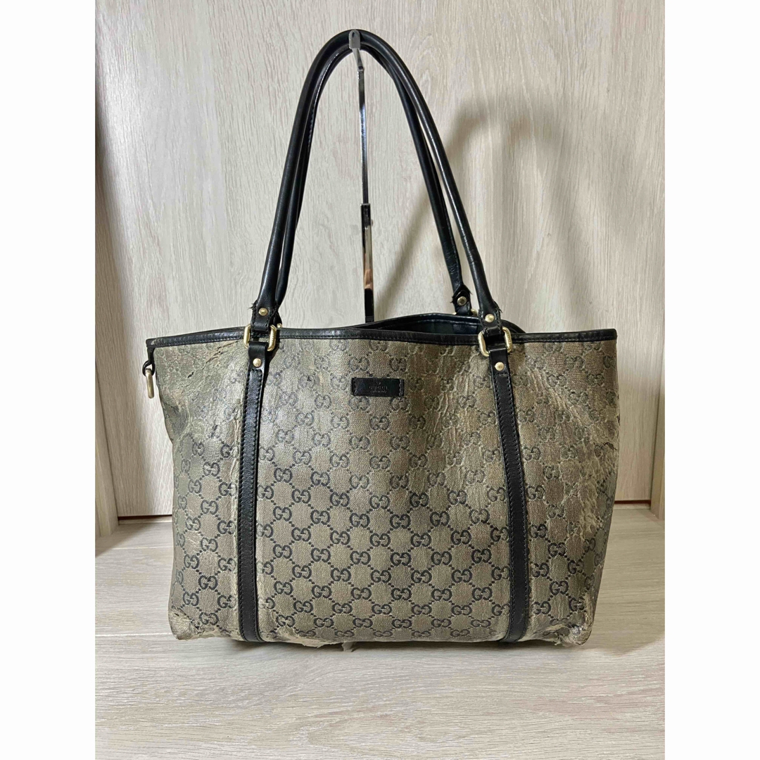 GUCCI トートバッグ GG柄 クリスタル レザー ネイビー 肩掛け ロゴ