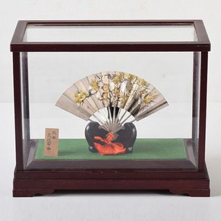 武比古作 純銀扇/置物/純銀製/約55g/ケース付き