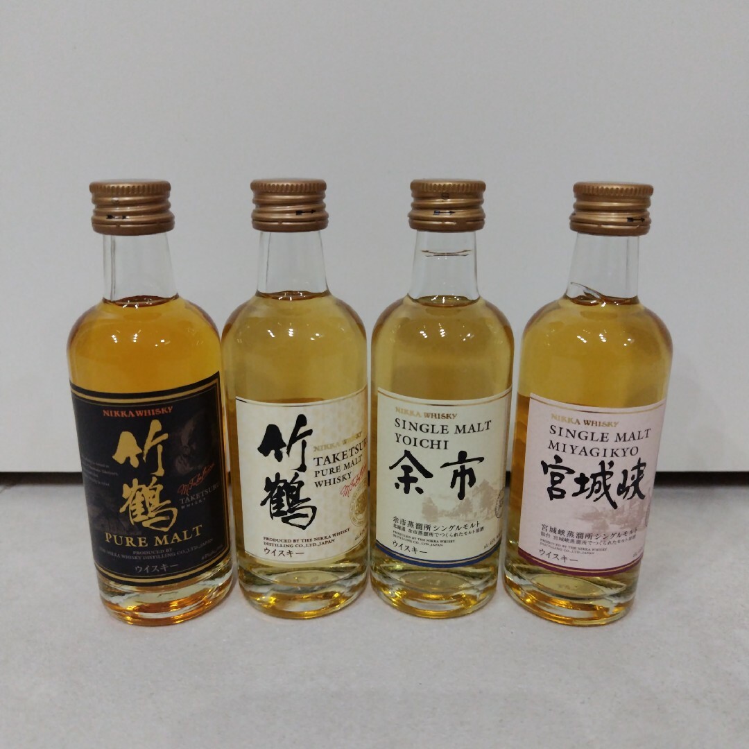 ニッカウヰスキー ミニボトル（竹鶴黒ラベル、竹鶴、余市、宮城峡）各
