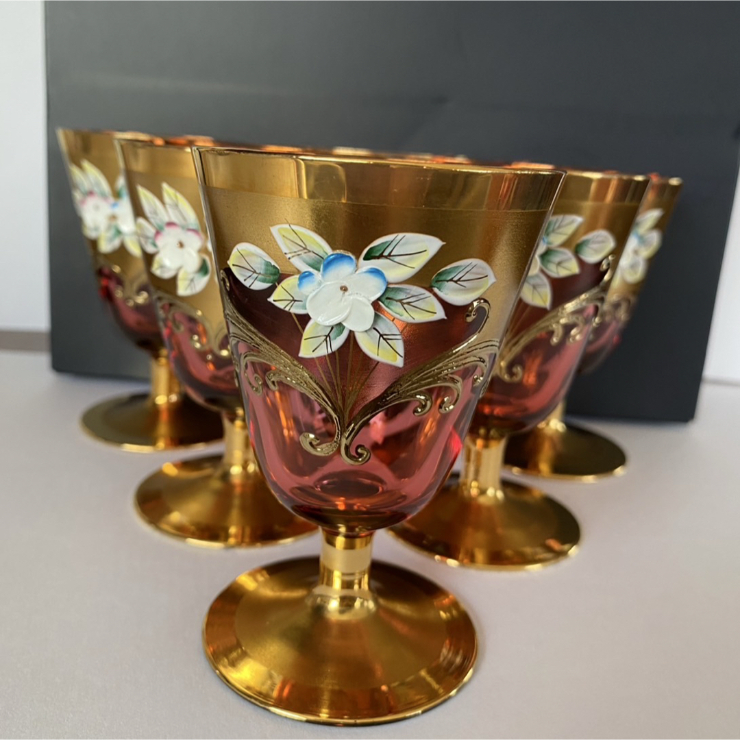 6個セット/ベネチアングラス/ムラーノガラス/ワイングラス/新品/未使用