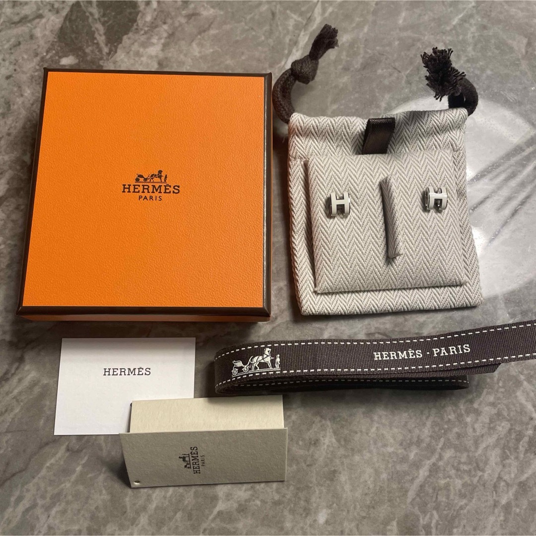 HERMES - 【新品未使用】エルメス ポップH ピアス ホワイト シルバーの