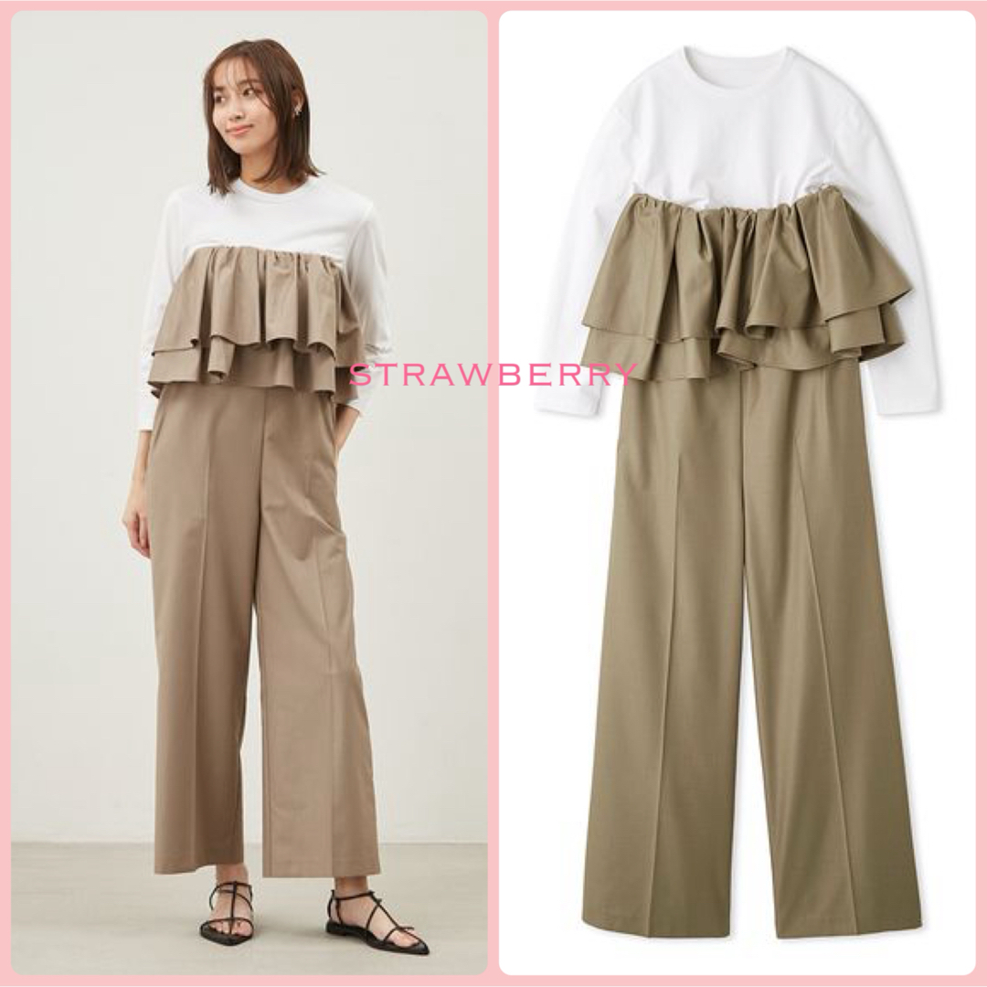 milaowen ミラオーウェン ラッフルベアオールインワンTシャツSET