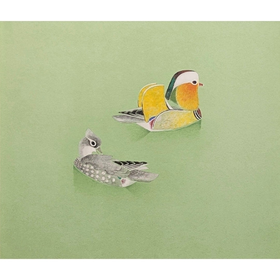 上村淳之「瑠璃鶲」 □上村淳之 【水辺の詩】 リトグラフ 直筆サイン