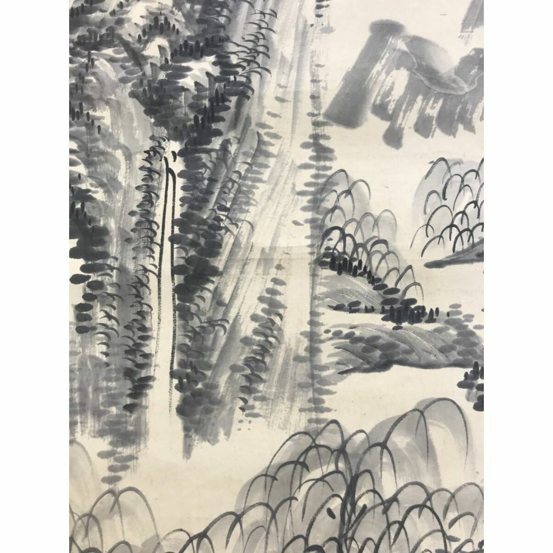 真作/田能村直外/山水図/滝図/瀑布図/飛瀑図/掛軸☆宝船☆AH-660 真作