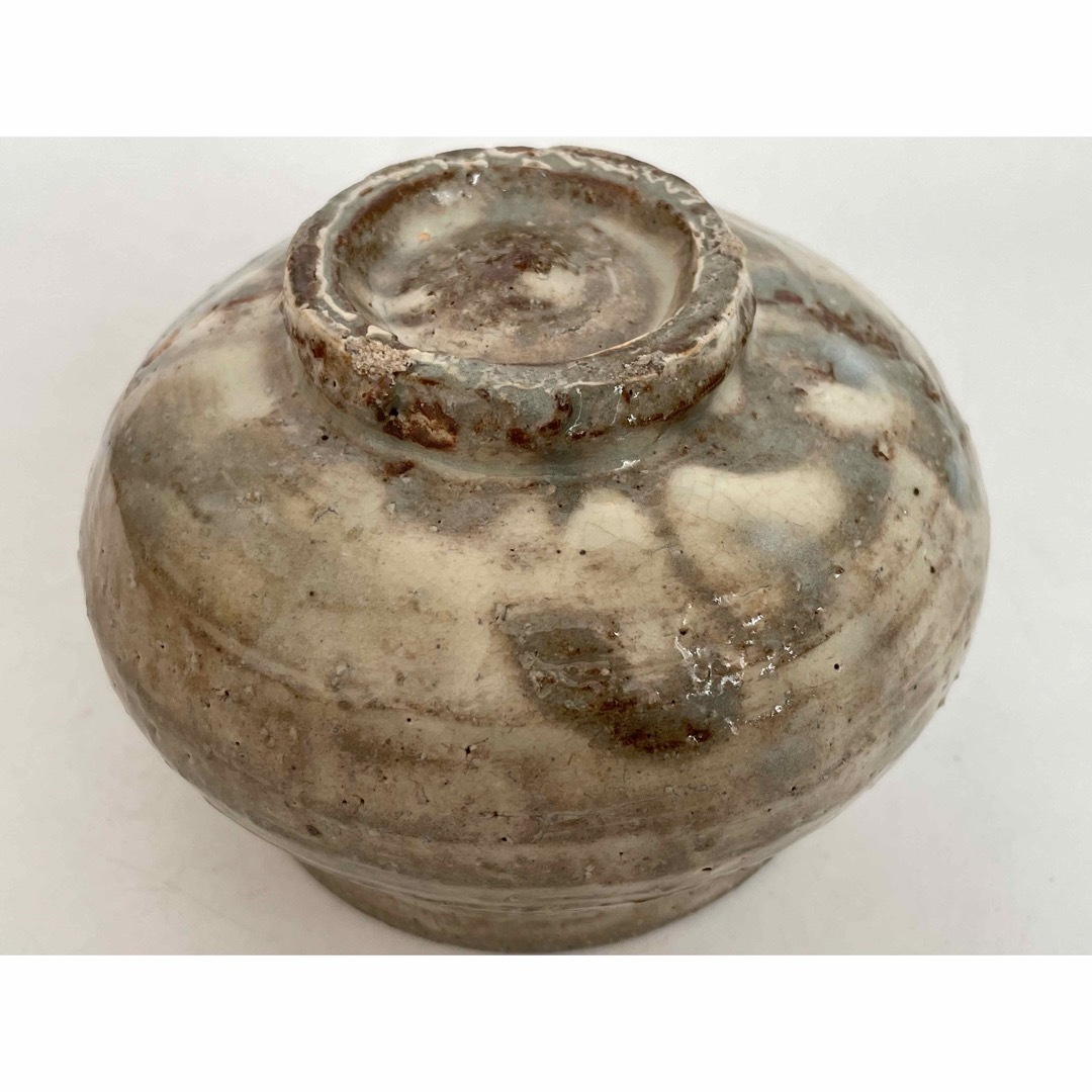 陶芸家岡部嶺男粉引塩筍茶碗茶盌抹茶碗岡部美喜識箱加藤唐九郎