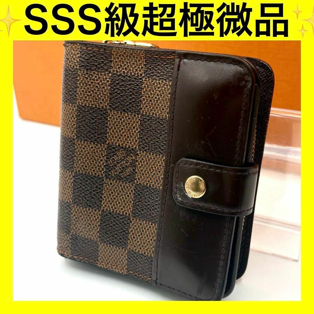 ルイヴィトン ダミエ コンパクトジップ 二つ折り財布 レディース