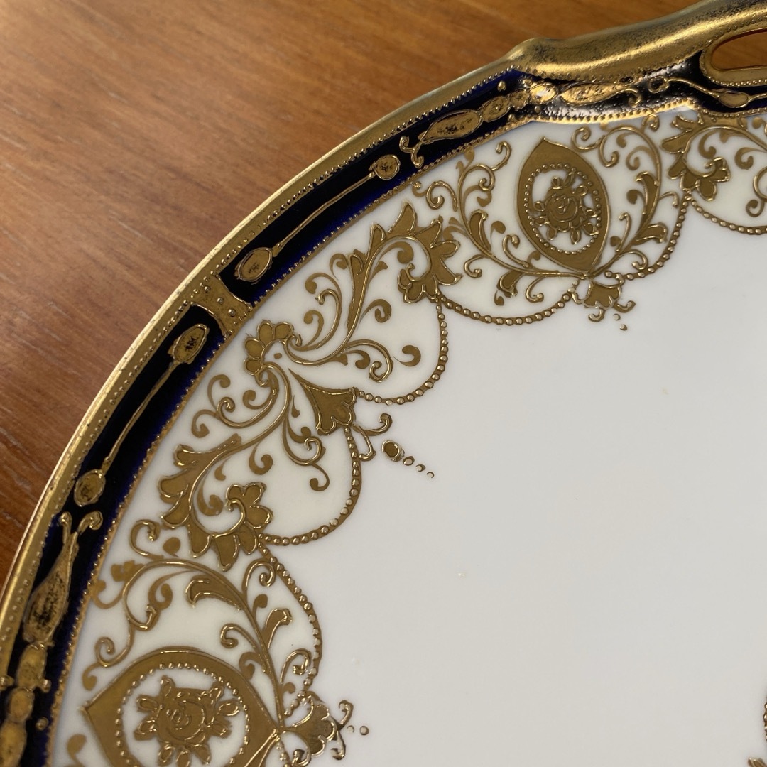 オールドノリタケ 英国里帰り 15cm プレート 金盛り マルキ印 バード 金彩