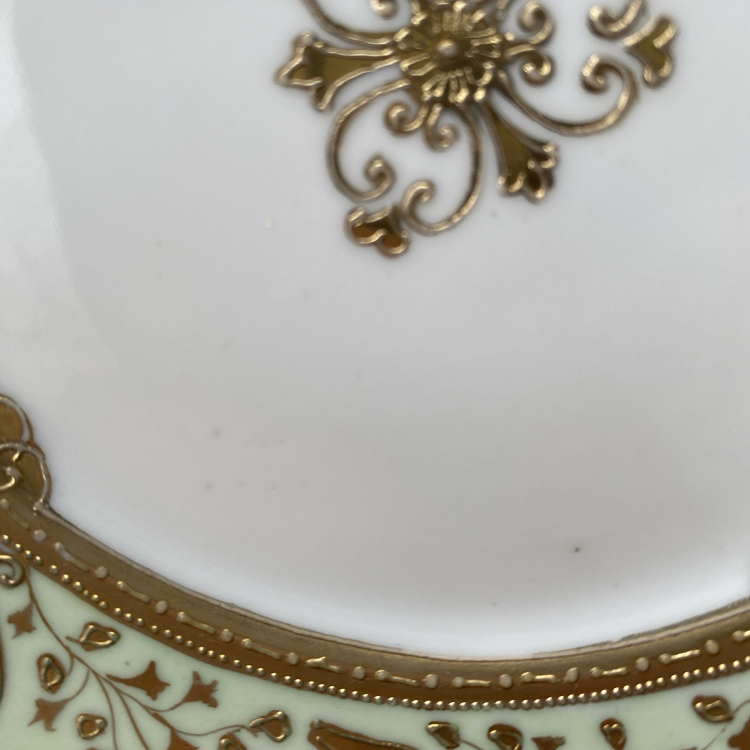オールドノリタケ 英国里帰り 15cm プレート 金盛り マルキ印 バード 金彩