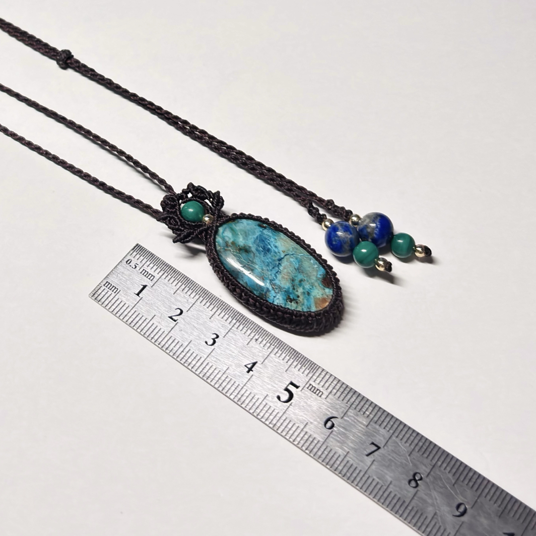 2227 ♡シャッタカイト&ラピスラズリ&マラカイト天然石♡マクラメ