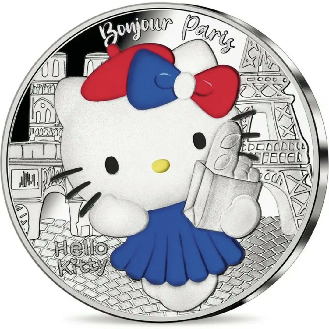 銀貨 サンリオ ハローキティ 50周年記念 プルーフ + カラー フランスパリ
