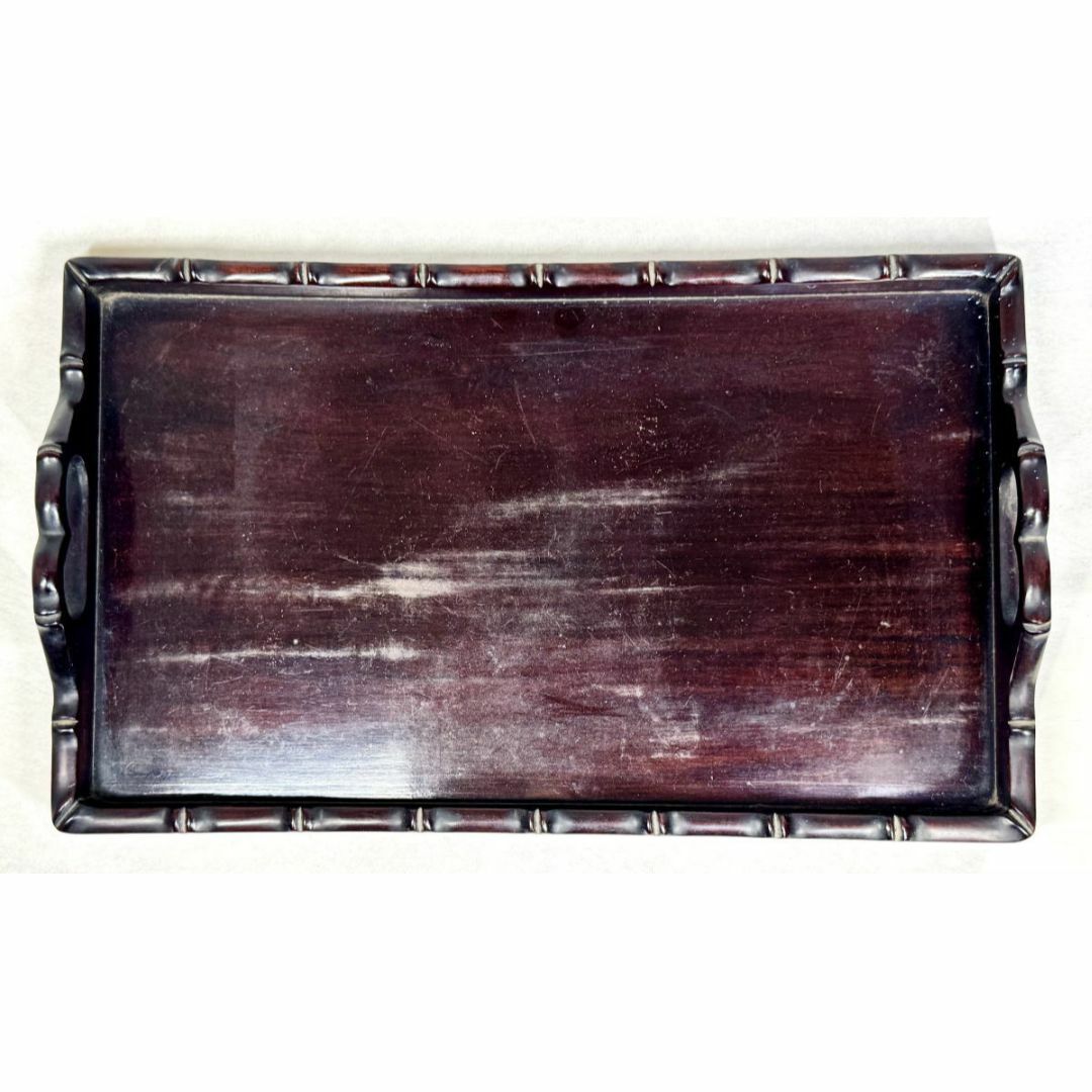 清時代 五彩龍鳳凰文皿 灰皿 乾隆年製? 紫檀唐木喫煙具セット