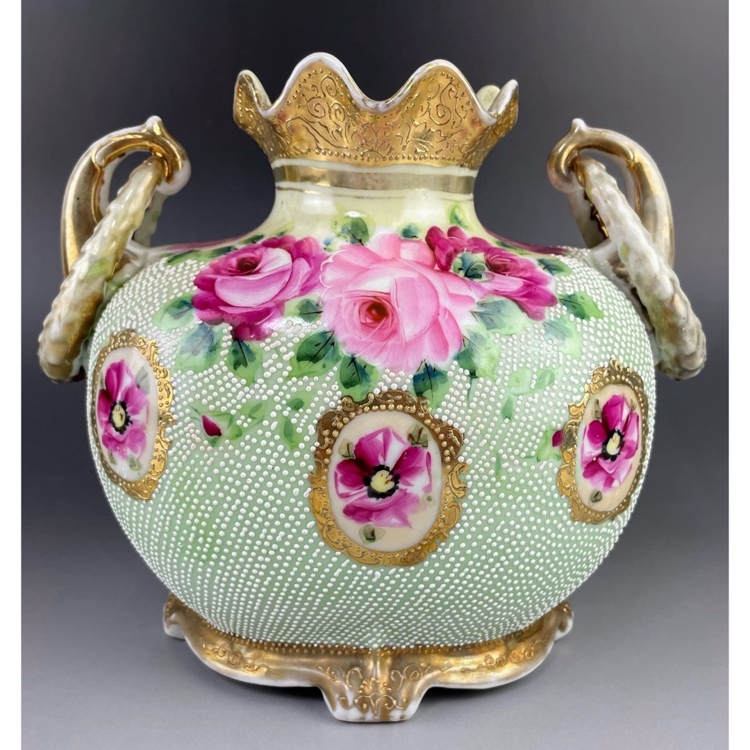 大型】オールドノリタケ 30cm アールヌーボー 薔薇紋 ジュエル金盛り