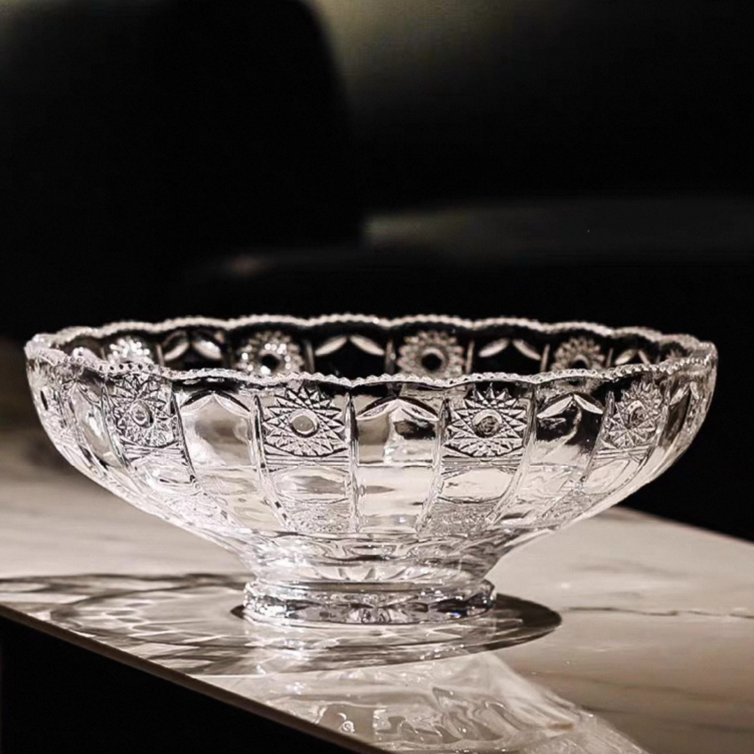 ポロニア クリスタルガラス 切子 フルーツ盛鉢 大鉢 ポーランド製 果物