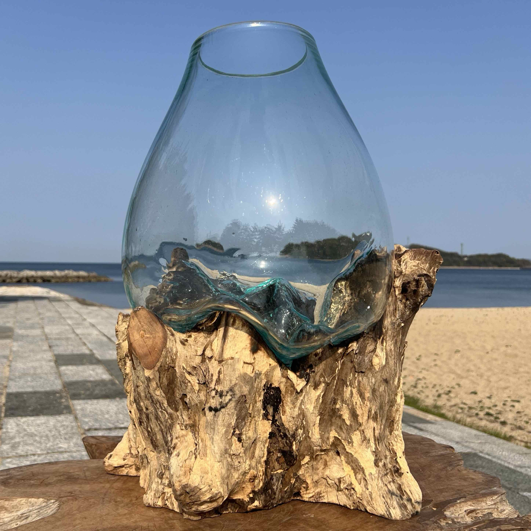 超超特大流木ガラスオブジェWC 花瓶 金魚鉢 水槽 苔リウム メダカ容器