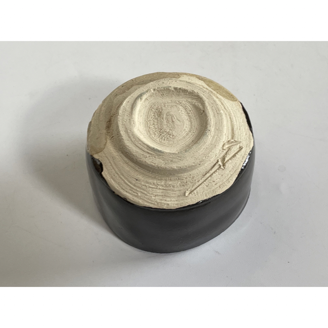 人間国宝 陶芸家 加藤卓男 黒織部 酒杯 酒器 酒盃 ぐい呑 共箱 人間