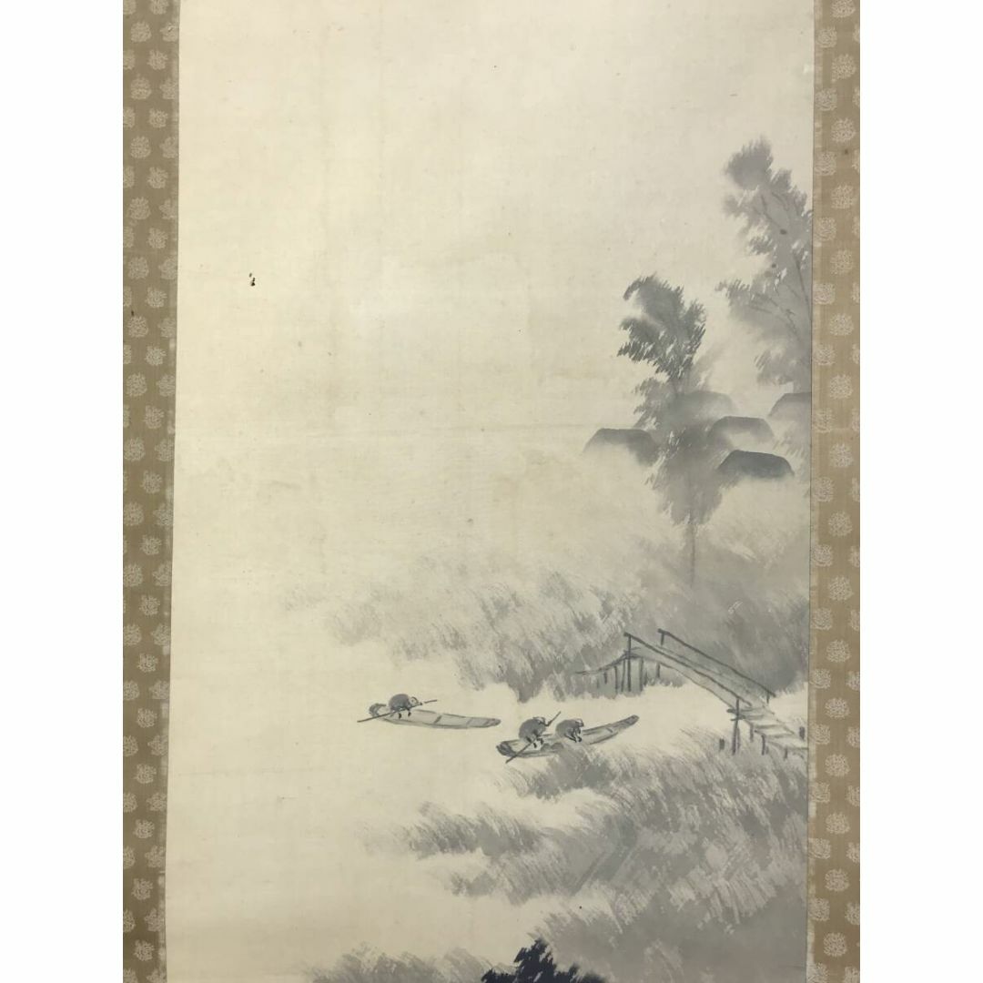 真作/僧月僊/山水人物図/山水図/掛軸☆宝船☆AH-591 真作/僧月僊/山水