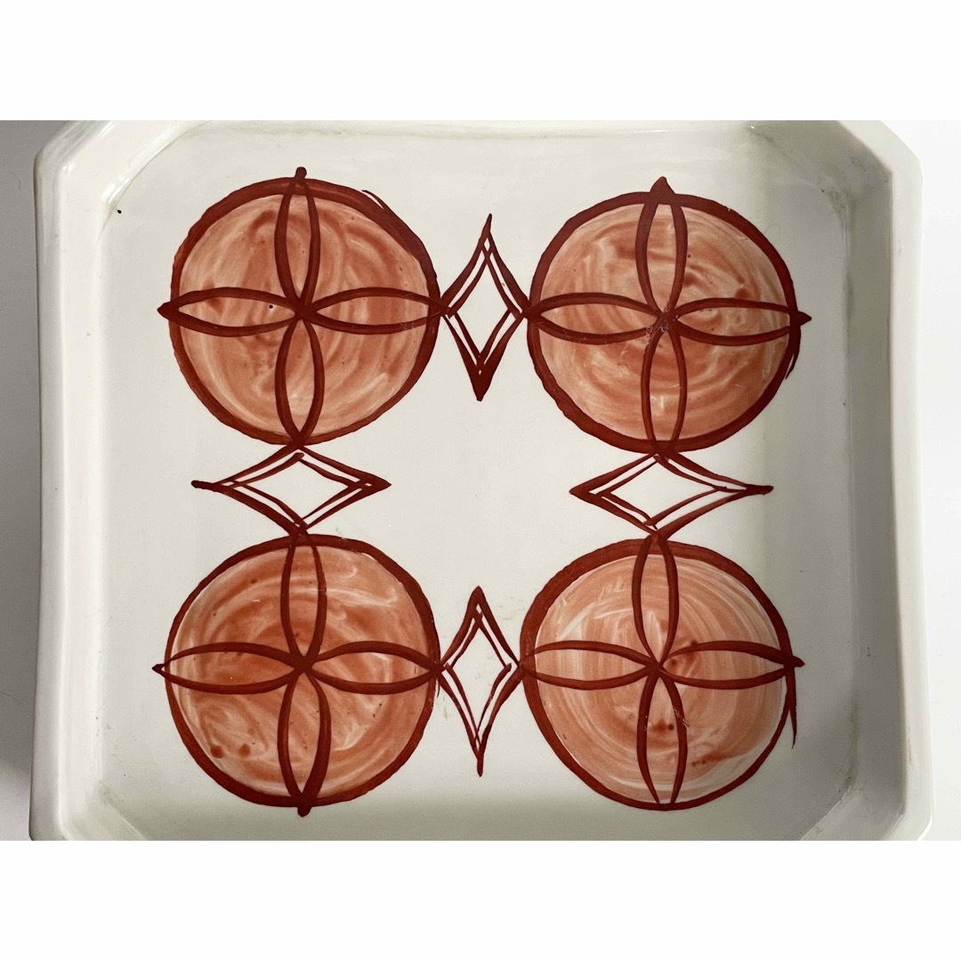 2陶芸家 上田恒二 木野皿山 赤絵 角皿 折敷 盆 民藝 船木