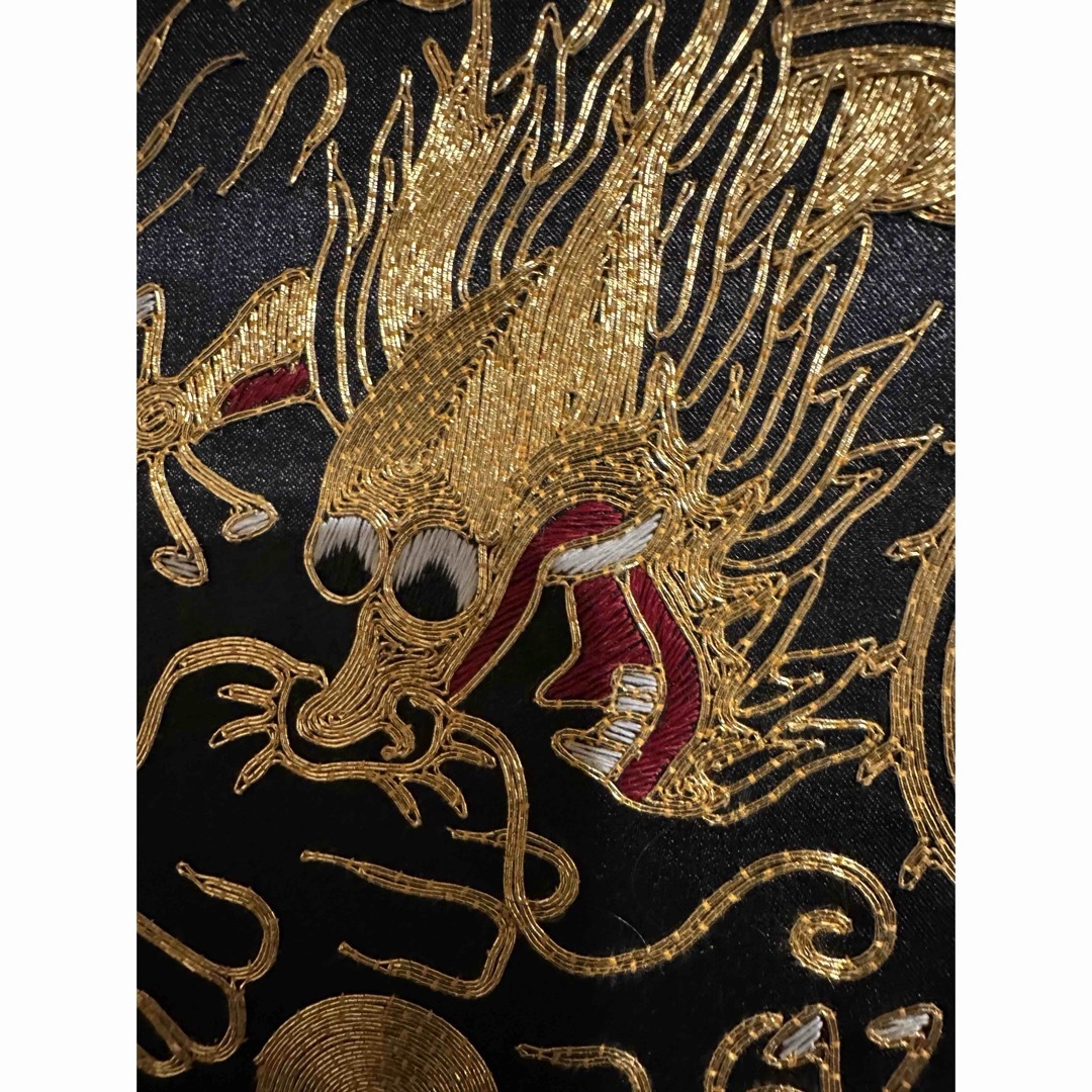 1960年代 ミッドセンチュリー 金色の龍 刺繍アート フレーム付き