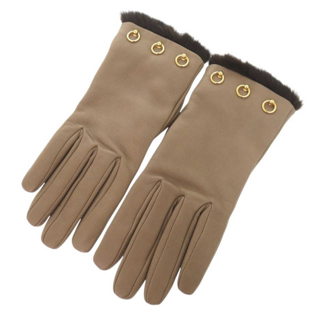 エルメス カシミヤグローブ オレンジ オレンジ系 HERMES(エルメス