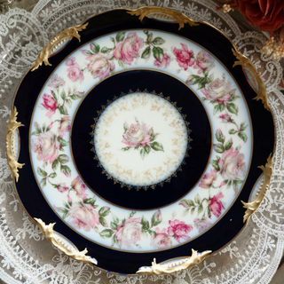 アビランドリモージュヴィンテージ薔薇ディナープレート25．4cm金縁