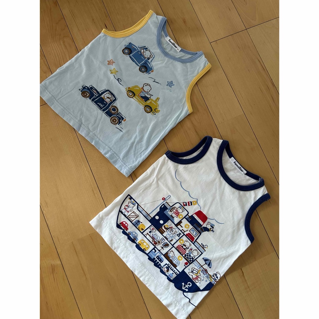 ファミリア＊familiar 90cm 刺繍フリル袖Tシャツ2枚セット