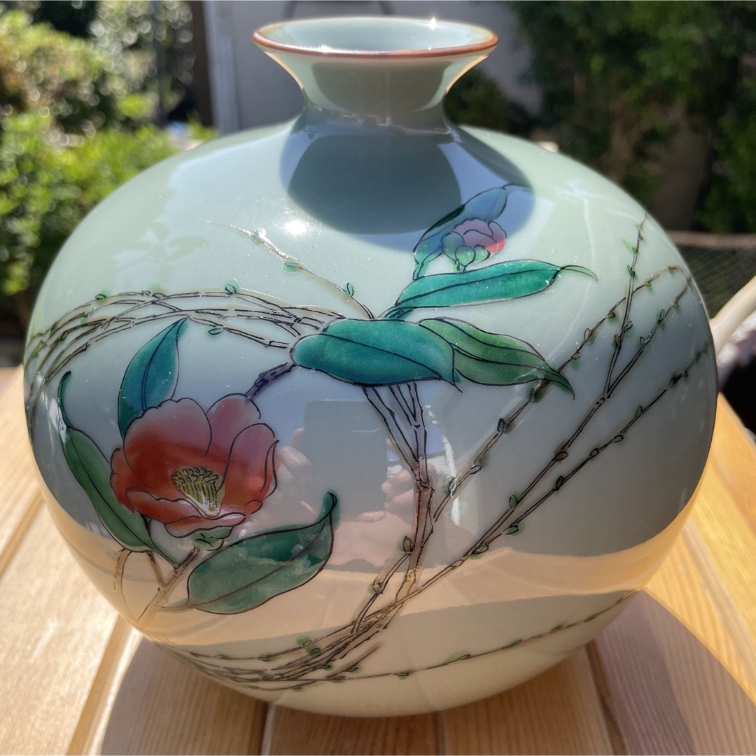 九谷焼の凹み壺 清栄