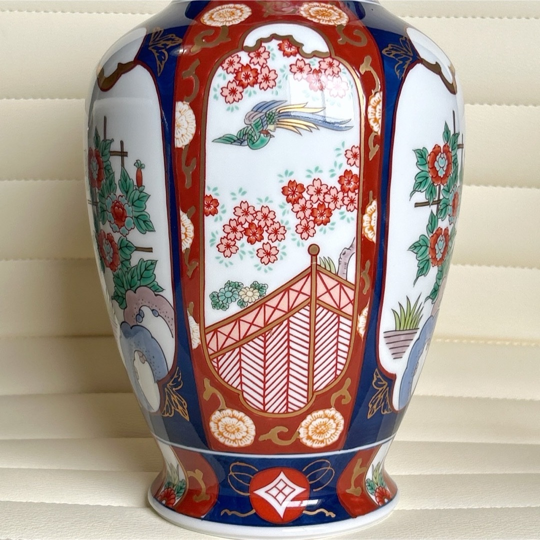 有田焼 弥左衛門窯 金彩古伊万里 花瓶 飾り壺 花器 赤絵花鳥 色絵 唐草