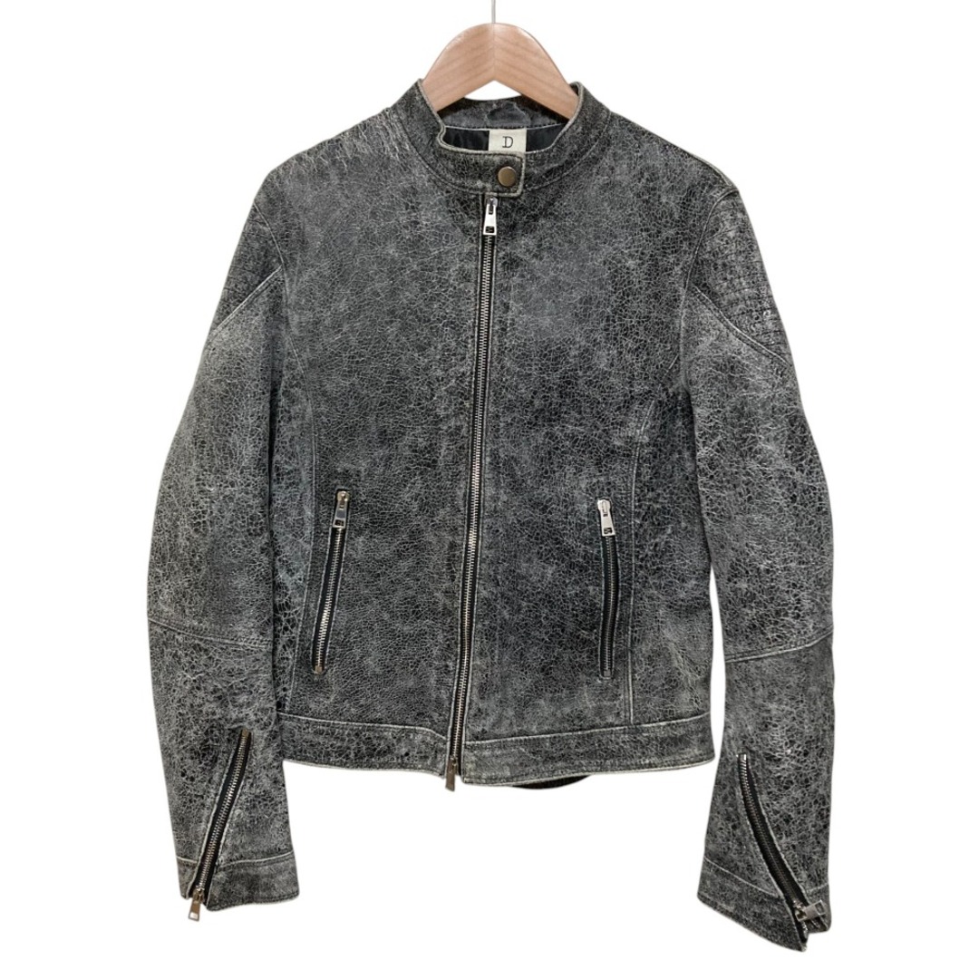 良品 Delan デラン レザー シングルライダースジャケット 42 グレー系