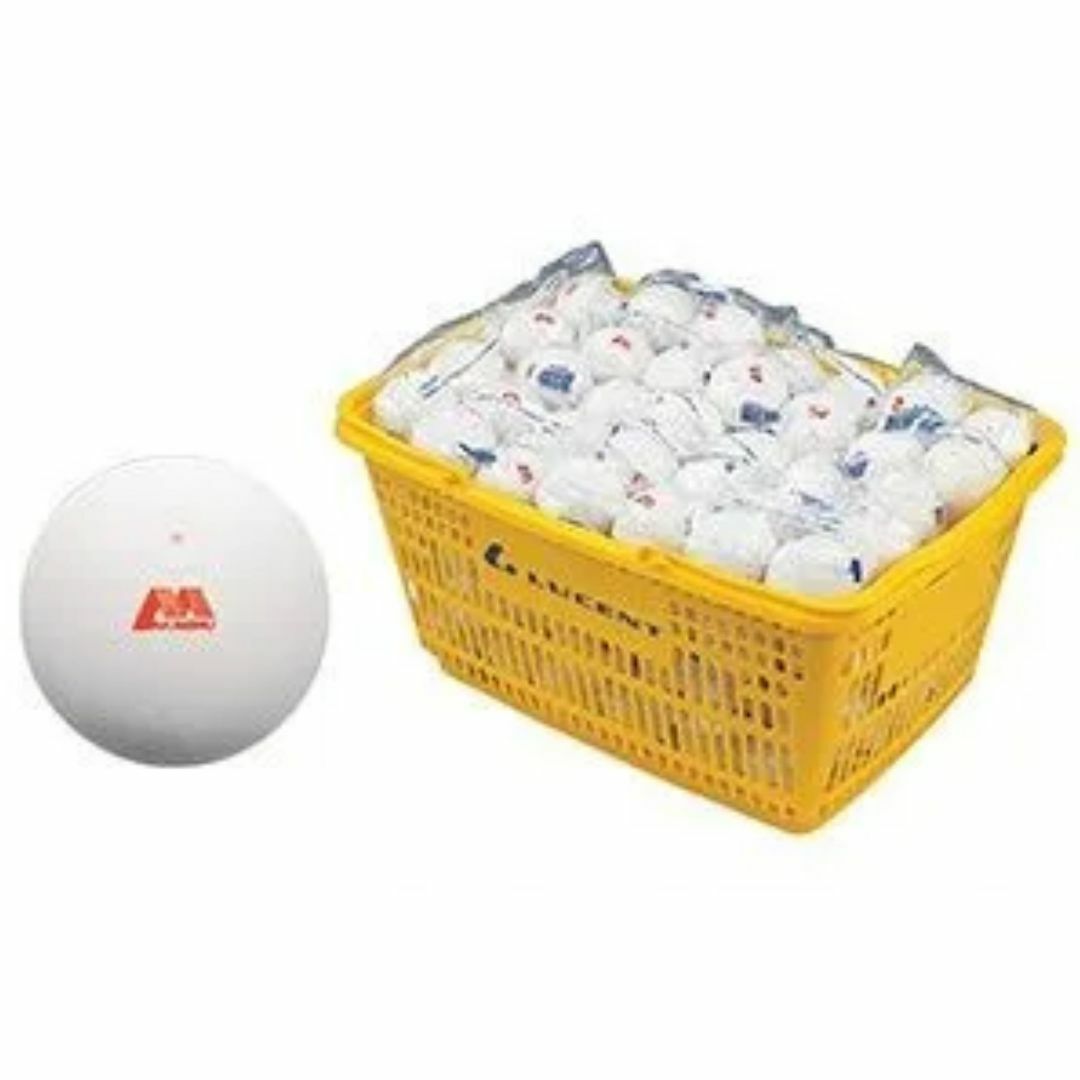 公認球 アカエム ソフトテニスボールかご入セット白10ダース入 （M30030）
