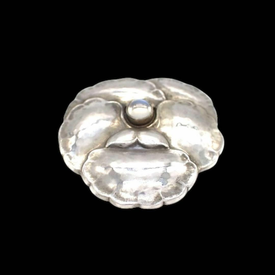 ジョージジェンセン ムーンストーン ブローチ #113 925 花 3696