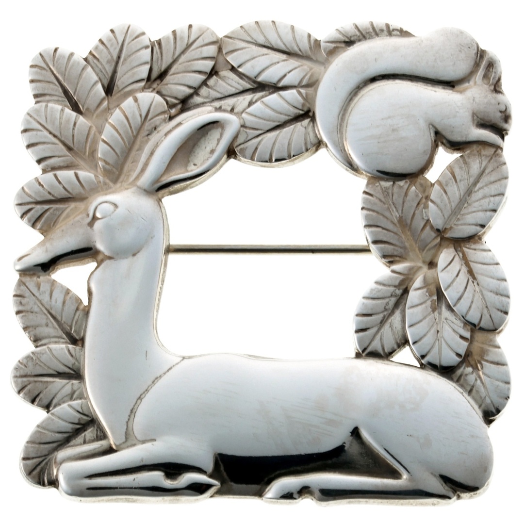 希少 ジョージジェンセン 318 ブローチ 鹿とリス ヴィンテージ